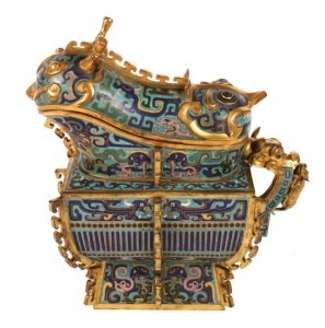 An 18th-19th century cloisonne Guang or ritual vessel
