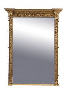  A large 19th century giltwood and gesso overmantle mirror  (800-1,200).