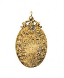 A Silver Medal Awarded For Growing The Best Vegetables In The Trenches Inscribed `BRITISH EXPEDITIONARY FORCE.’ `VEGETABLE SHOW.’ `HAVRE. AUG 1918’ and inscribed `CARROTS MEDIUM AND SHORT VARIETIES. 1ST PRIZE. With hallmarks for Birmingham 1918. 2 in. (5.1cm.) Provenance: The Garden Museum in Lambeth, London © Garden Museum, London