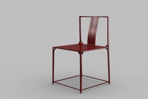 One of a pair of Da Tian Di Bo Luo lacquered carbon fibre chairs