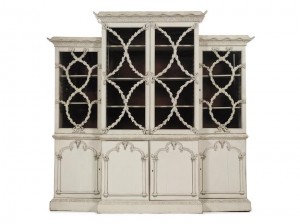 A Fine George III White-Painted Breakfront Bookcase in the Manner of Mayhew and Ince Circa 1760 ($80,000-120,000).