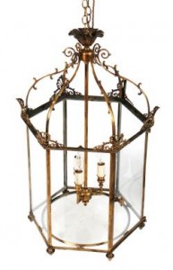 Large George III Period Dublin Brass Framed Hall Lantern (2,500-3,500)