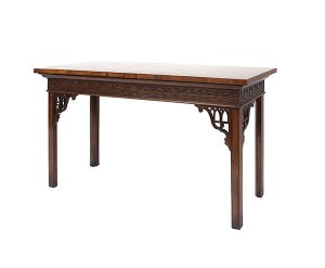 A SCOTTISH GEORGE III MAHOGANY LONG RECTANGULAR HALL TABLE in the Chinese Chippendale taste (8,000-12,000)