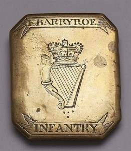 A c1770 Ibane and Barryroe Infantry cross belt plate made 1.400 at hammer.