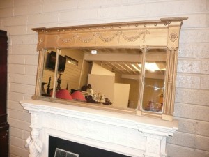 n antique three section over mantle mirror (80-150