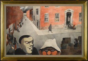 EDWARD BURRA IRISH STREET SCENE  pencil, ink, watercolour and wash (1948) (£200,000-300,000).