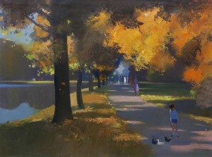 John Skelton (1924-2009) - Autumn Sunlight, The Green, Dublin (1,500-2,500).