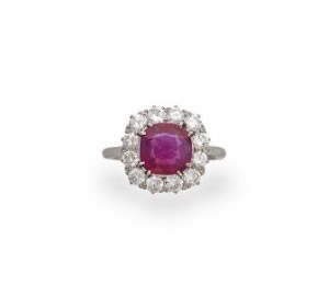 A Burmese ruby and diamond ring (40,000-50,000)