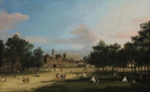 GIOVANNI ANTONIO CANAL, CALLED CANALETTO Venice 1697 - 1768 LONDON, A VIEW OF THE OLD HORSE GUARDS AND BANQUETING HALL, WHITEHALL SEEN FROM ST. JAMES' PARK