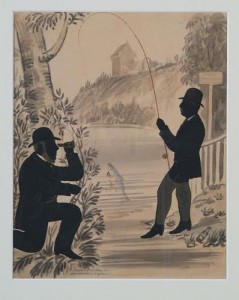 Angling on the Lee, c.1850, pen and ink on paper, 31.5 x 25.3cm, Stephen O'Driscoll, Collection of Crawford Art Gallery.
