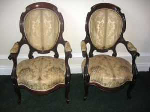 A pair of early  20th century French library chairs (800-1,200).