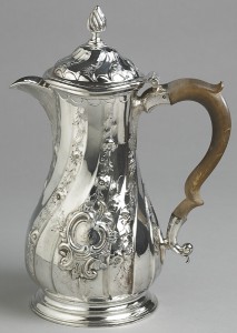 A George II London silver coffee pot by Philip Garden made 1,500.