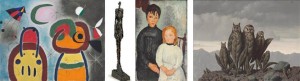 Works from the collection by  Miro, Giacometti, Modigliani and Magritte.