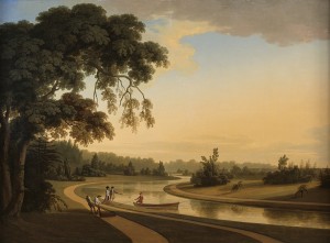 Thomas Roberts. The Sheet of Water at Carton, with the Duke and Duchess of Leinster about to Board a Rowing Boat, 1775–76. Private collection.