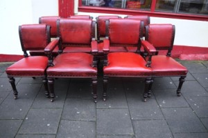 A set of eight Victorian library chairs by Lamb of Manchester 