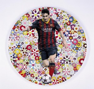 Takashi Murakami - Lionel Messi and a Universe of Flowers (2014) at Sotheby's on February 12.  (£200,000-300,000). ©2015 Takashi Murakami/Kaikai Kiki Co., Ltd. All Rights Reserved.