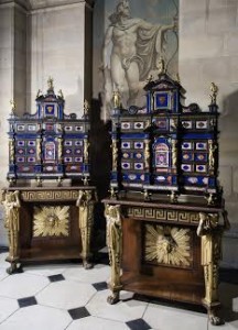 A pair of Italian pietre dure and ormolu-mounted ebony cabinets, roman, early 17th century, on a pair of regency rosewood and parcel gilt stands  (£700,000-1,000,000).