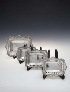 A matched graduated set of four rectangular dishes, London 1895 and 1896, William Comyns, (400-600).