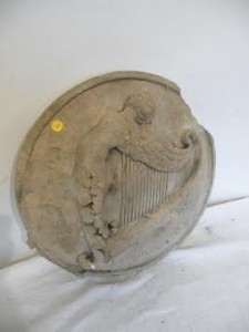 A Georgian stone plaque with the Hibernia harp, London 1802