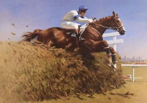 Peter Curling (b.1955) Aldaniti, Grand National, Aintree 1981  limited edition lithograph signed & numbered 317/500 signed by Peter Curling (Artist), Bob Campion (Jockey), John Gilford (Trainor), Nick Embiricos (Owner) (200-400).