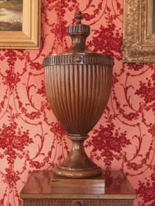 One of a pair of George III inlaid mahogany dining room pedestals.