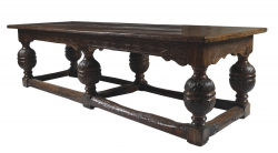  An Elizabethan carved oak refectory table 16th century and later  (6,000-9,000).  