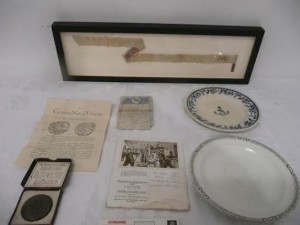 A collection of souvenirs from the Lusitania.