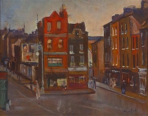  Maurice MacGonigal PRHA (1900-1979) VIEW OF BOLTON STREET, DUBLIN AT THE INTERSECTION WITH CAPEL STREET, c.1927 (4,000-5,000).