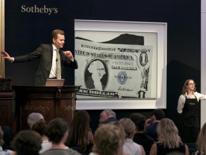 Andy Warhol's One Dollar Bill (Silver Certificate) selling for £20.9 million.