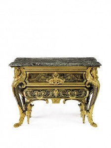 The Frick Commodes’ Companion Pair Boulle Style Marquetry Commodes by George-Henry Blake  (19th Century Furniture & Decorative Arts)