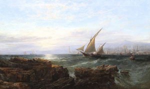 EDWIN HAYES RHA RI ROI (1819-1904) Shipping off the Coast at Genoa MADE 8,200
