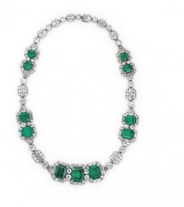 An Art Deco emerald and diamond necklace by Chaumet, circa 1930 (£120,000-180,000)  Courtesy Christie's Images Ltd., 2015.
