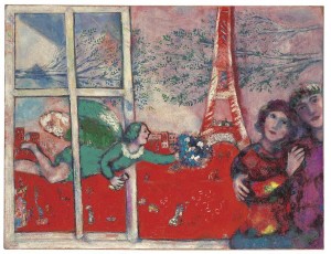 Marc Chagall (1887-1985) Les mariés de la Tour Eiffel (£4.8-6.8 million). © Christie’s Images Limited 2015