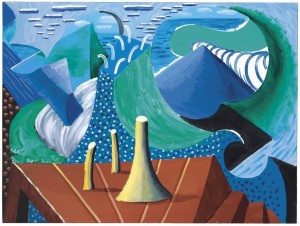 David Hockney - The Sea at Malibu, (1988) at the Post War and Contemporary sale on February 11 (£600,000-800,000). Courtesy Christie's Images Ltd., 2016.