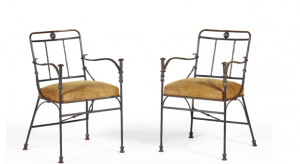 The armchairs in patinated bronze by Diego Giacometti.