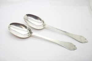 A pair of Kinsale silver trefid spoons.