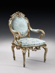  CHAIR FOR FREDERICK THE GREAT A German rococo silvered armchair, attributed to Johann August Nahl, Potsdam, circa 1744-46 (£80,000-120,000)