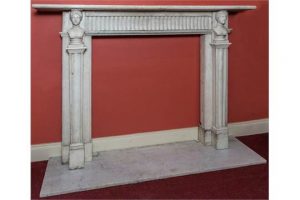 A HEAVY LATE GEORGIAN CARVED WHITE MARBLE MANTEL PIECE