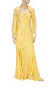 A canary yellow Gianni Versace Couture gown worn by Jane Fonda to the 69th Academy Awards in 1997 ($3,000-5,000).