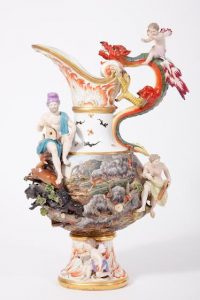 A Meissen ewer representing the element fire.