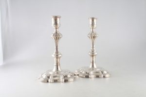 Weldon's will bring this pair of George II Irish candlesticks made in Dublin around 1745 by John Moore.  They are priced at 4,500.