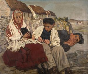 Sean Keating (1889-1977) - Portrait of an Aran woman and her children.